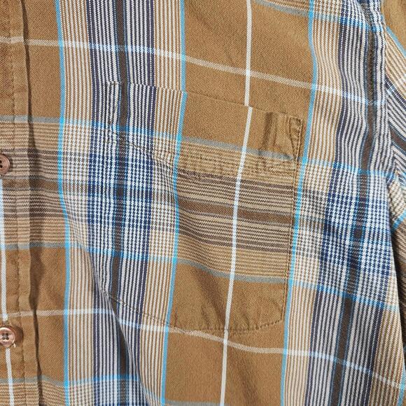 Toad & Co Brown Plaid Long Sleeve Button Up Shirt Size Large Organic Cotton - Picture 3 of 11
